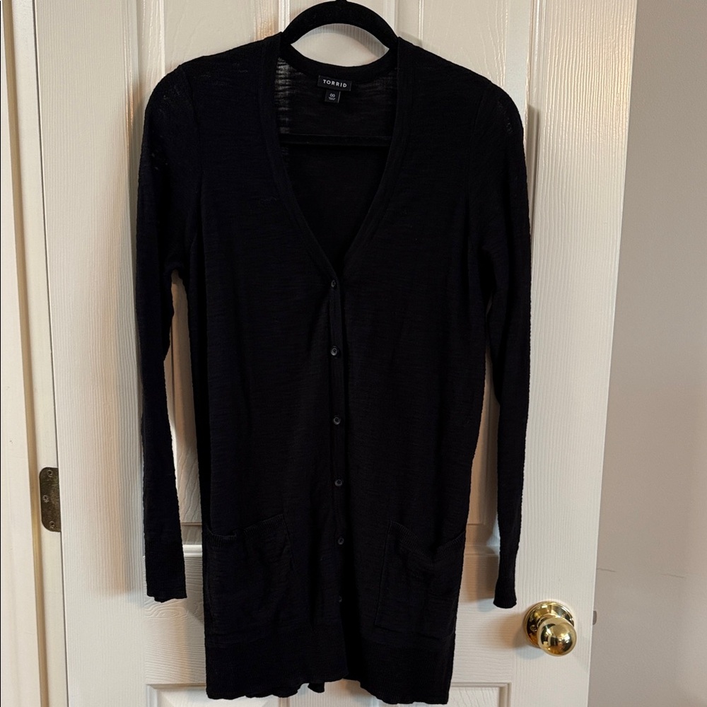 Torrid Black Button-Up Cardigan Lightweight